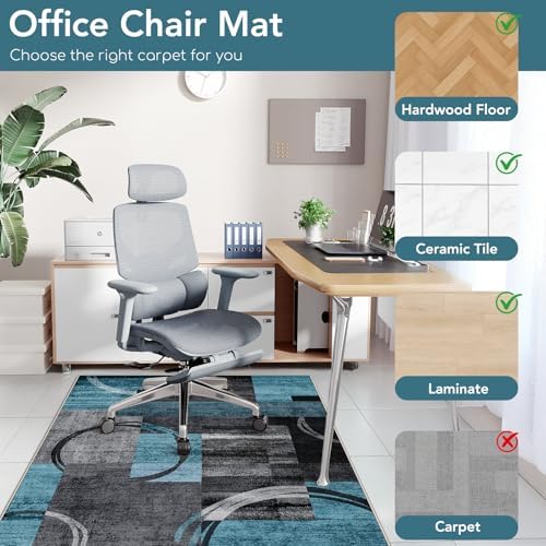 Office Chair Mat for Hardwood Floor&Tile Floor,48"X 60"-Geo Blue Gray - Image 3