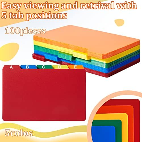 Lewtemi 100 Pcs 5 x 8 Index Card Dividers with Tabs, 5 Colors - Image 3