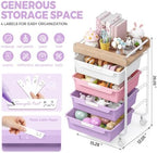 SYKIARIOL Rolling Craft Storage Cart with 4 Drawers,Kids Art Cart,Purple - Image 3