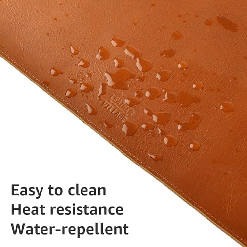 LEATHER VILLAGE Real Leather Desk Pad Thick Double Layer Desk Mat Cognac. - Image 5