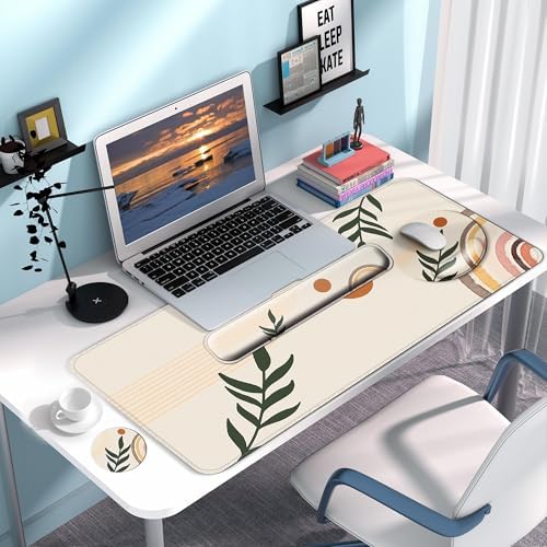 Desk Mat Set Keyboard and Mouse Pad with Wrist Rest Support - Image 4