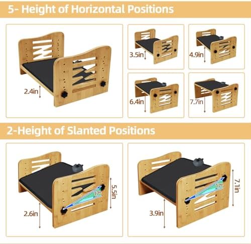 Myplace Bamboo Adjustable Under Desk Footrest with Heating Pad - Warm Ergonomic Foot Rest with 7-Level Adjust, Slanted Foot Rest Stool for Home Office Kitchen Bedroom (Burlywood) - Image 3