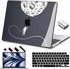 Teryeefi for MacBook Air M2 Case 2022 Release A2681, 3D Printing Laptop Hard Shell Cases with Keyboard Cover & USB 3.0 Adapter & Screen Protector for 2022 MacBook Air 13", Space Astronaut by Teryeefi