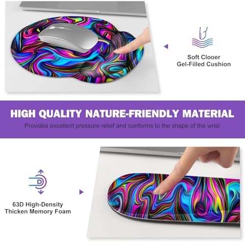 Gaming Mouse Pad, Large Desk Mat, Cute Desk Pad Protector, 4in1 XXL Mousepad + Keyboard Wrist Rest+Mouse Wrist Rest+Coaster Set with Ergonomic Desk Pad for Home Office Computer, Dazzling Bright Color - Image 5