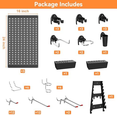 WALMANN Metal Pegboard, Wall Tool Organizer Board with Hooks, 24x48 in - Image 4