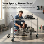 Finnhomy 2-Tier Commercial Grade Rolling Cart, Heavy Duty Utility Cart, Carts with Wheels and Handles, Kitchen Cart on Wheels, Metal Serving Cart with 700 lbs Capacity, Shelf Size 24" D x 48" W, NSF - Image 4