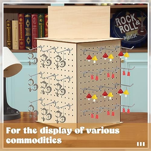 Kigley 4 Sided Rotating Display Stand, Wood Rack, 11.8 x 11.8 x 15.8 Inch - Image 4
