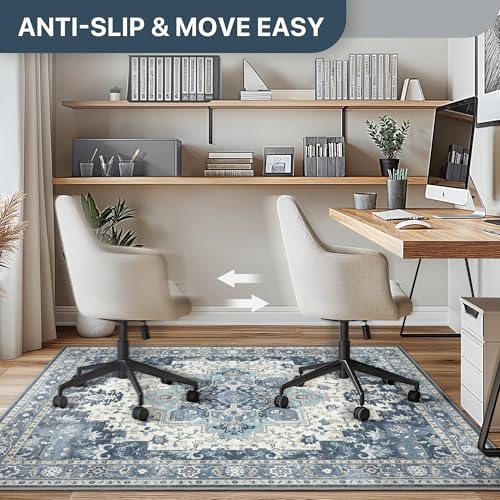 36"x60" Office Chair Mat for Hardwood Floor, Non-Slip Washable Navy - Image 4