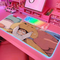 JMIYAV Pink RGB Gaming Mouse Pad 31.5x12 Inch PC XL Large Extended Glowing Led Light Up Desk Pad Non-Slip Rubber Base Computer Cute Mousepad Mat Desk Accessories Gaming Setup Cozy Hideout by JMIYAV