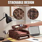 Geelin 3 Pack Water Hyacinth Woven Stackable Letter Paper Tray, Brown - Image 4