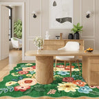 DUKINO 4x6 Area Rug, Non Slip Floral Washable Living Room Rug, Dark Green - Image 5