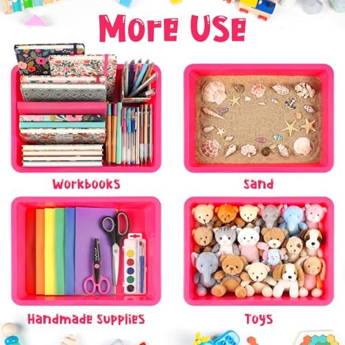 Sintuff 24 Pcs Classroom Paper Tray, Stackable Letter Size Bin, Pink - Image 4