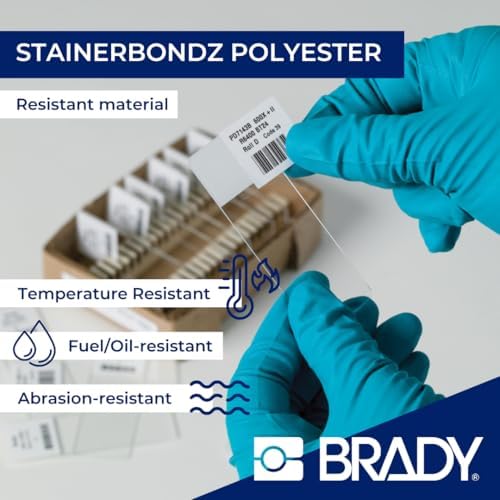 Brady StainerBondz™ Polyester Pre-Sized Labels for Label Printer BMP51/BMP53/M511-320 Self Adhesive Printer Labels - Black on White (25,40 mm (W) x 9,53 mm (H)) - M5-195-481 - Image 3