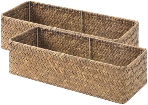 StorageWorks Small Toilet Paper Basket for Back of Toilet Basket, Brown by StorageWorks