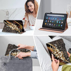 Case for Kindle Fire HD 10 & 10 Plus Tablet (13th/11th Generation, 2023/2021 Release) 10.1" - PU Leather Flip Case with Elastic Band & Card Slots/Holder, Multi-Angle Stand Cover - Metallic Flower - Image 5