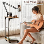 Floor Kindle Tablet iPad Stand with C-Shaped Side Table, Angle Height Adjustable iPad Tablet Kindle Holder for Bed with 360-Degree Rotating Wheels, Compatible with 4.7"-13" Kindle Cell Phone iPhone - Image 3