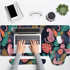 Arttown Keyboard Mouse Pad Set, 4 in 1 Desk Mat Set Leopard Tropical - Image 7