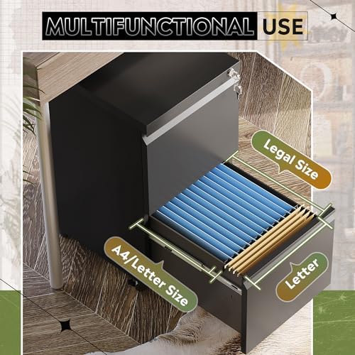 DEVAISE 2 Drawer Metal File Cabinet, Fully Assembled Filing Cabinet - Image 5