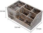 Liry Products Rustic Torched Wooden Desktop Organizer Dark Brown Tabletop Storage Cabinet Stepped Rack Multiple Compartments 2 Tier Drawers Makeup Accessory Sorter Display Box Home Office Supplies - Image 4