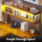 DurayLoly Computer Desk with Storage Shelf,Side Bag,Hook for Home Office - Image 4