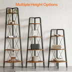 HOOBRO Corner Shelf, 4-Tier Corner Shelf Stand, 53.5" Tall Ladder Bookshelf, Industrial Corner Display Shelf Plant Stand for Living Room, Kitchen, Home Office, Rustic Brown BF144CJ01 - Image 5