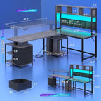 SEDETA L Shaped Electric Standing Gaming Desk with 3 Drawer,LED Light - Image 3