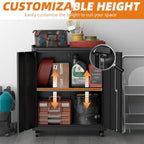 32''H Metal Storage Cabinets with Lock, Metal Garage Storage Cabinet on Wheels, Lockable Rolling Tool Chest Cabinet with Doors & Adjustable Shelves for Garage, Home, Office, Assembly Required - Image 5