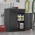 Wanfu Metal Storage Cabinet, 36" H Locking Storage Cabinet with 2 Drawers and Adjustable Shelf, Metal Cabinets for Office, Garage, Home-Black - Image 6
