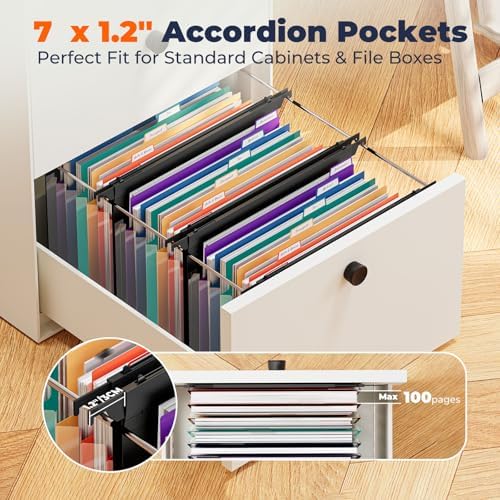 SUIN Expanding Hanging File Folders, 7 Pockets Accordion Organizer, Letter Size 1.2" Expansion with Color Tabs for Filing Cabinets (6) - Image 3