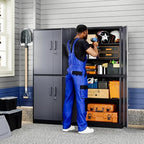 Yizosh Metal Storage Locking Cabinet with 4 Doors and 2 Adjustable Shelves,71" Lockable Garage Tall Steel Cabinet,for Home Office,Living Room,Pantry,Gym,Commercial Storage (Gray Black) - Image 2