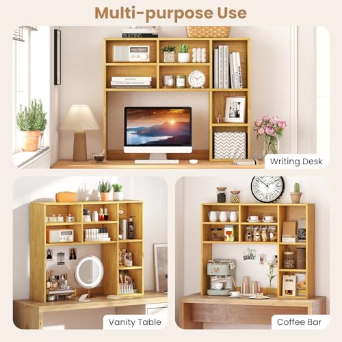 LDAILE 31'' Desk Shelf, 3-Tier Desk Hutch with 7 Shelves for Computer Desk, Desktop Bookshelf with 3 Adjustable Shelves for College Dorm Office Home Study Room Desk, 37 x 10 x 31 in - Image 5