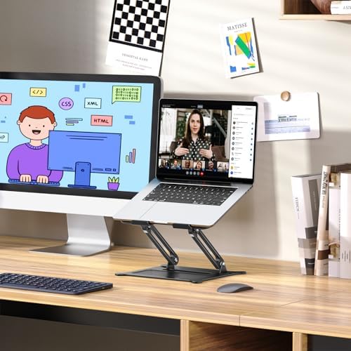 Urmust Adjustable Laptop Stand for Desk, 10-15.6“ Laptop Riser, Black - Image 2