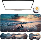 TGFEWYTJYJ Extended Gaming Mouse Pad,Memory Foam Ergonomic Keyboard Mouse Wrist Rest Support Set,Large Desk Mat with Stitched Edges,Non-Slip Base Mousepad Home Office,Sea Turtles by GFEWYTJYJ