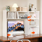 Aetheris Desktop Bookshelf, 43”Adjustable Office Desktop Organizer Shelf, Countertop Storage Hutch with 4 Shelves for Computer Desk, Adjustable Desk Hutch, Wooden Desktop Bookcase - Image 4
