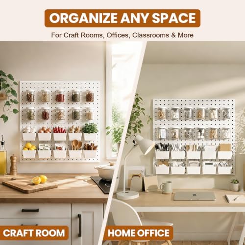 20PCS Pegboard Organizer Accessories, 10 Clear PET Jars with Lids & 10 Open ABS Bins, Fits 1/8” & 1/4” Pegboards, Wall Organizer Set for Garage, Workshop, Craft Room, Office & Home - Image 7