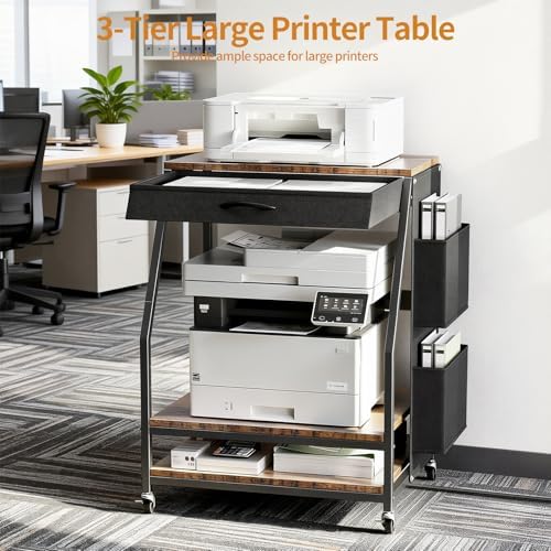 Housolution Large Printer Stand, 3 Tier 22 x 18 Inch Mobile Printer Table - Image 2