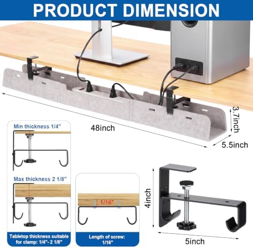 Chumia Under Desk Cable Management Tray No Drill, Beige, 48 Inch - Image 2