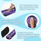 Cherry Blossoms Desk Mat Set Mount Fuji Purple Sky Mouse Pad with Wrist Rest 4in1 Desk Mat for Desktop Ergonomic Keyboard Wrist Support Anti-Slip Computer Ergonomic Mouse Pad Home Office Gaming - Image 3