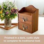 Mini Vintage 2 Drawer Desktop Organizer - Rustic Card Catalog with Label Holders - Small Chest for Storage and Organization - Library Box - 2-Pack - Image 6