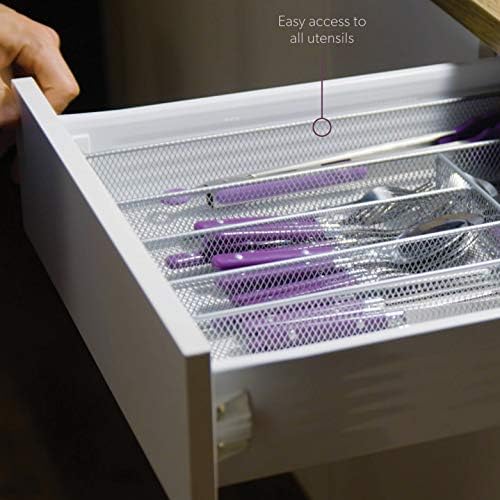 Mindspace Cutlery Organizer Silverware Tray with 6 Compartments | Kitchen Utensil Drawer Organizer | Silverware Tray for Drawer | The Mesh Collection, Silver - Image 2