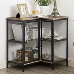 VECELO 3 Tier Corner Cabinet with Doors and Storage Shelves, Industrial TV Stand Multipurpose Free-Standing Table, for Small Space Living Room Home Office Kitchen, Oak Grey by VECELO