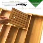 VaeFae Bamboo Silverware Drawer Organizer, 7 Slots, Natural - Image 2