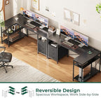 Huuger L Shaped Office Desk with Power Outlets & 3 Drawers - Image 4