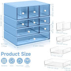 Desk Organizer with 9 Drawers, 4 Tiers Stackable Storage Drawers, Desktop Storage Box with Clear Drawers for Stationery, Makeup, Jewelry, Office and Craft Supplies (Blue) - Image 3