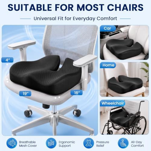 Seat Cushion, XL Large Memory Foam Cushion for /Office Chair/Car/Wheelchair - Image 2