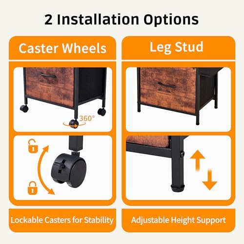 Purple Llama Printer Stand with Storage, 22" L×15" W×30" H, Rustic Brown - Image 4