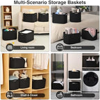 ICERZCZ Storage Baskets for Organizing & Shelves, Woven Cotton Rope Organization Bins for Dog Toys, Clothes, Books, Nursery Organizer, 15"Lx11''Wx9.5''H, (4 Packs) Black - Image 5