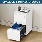 MIIIKO 2 Drawer File Cabinet with Lock, Home Office Filing Cabinets on Wheels, Under Desk 2 Drawers Storage for Legal/Letter/A4 Files,Fully Assembled - Image 4