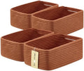 MiniArk Small Storage Baskets for Organizing | Closet Organizer Bins | Shelf Toy Basket | Woven Rope Baskets | Cube Decorative Box | Shallow Basket | 13x8.5x5.1” | 4 Packs Oxide Red by MiniArkStorageBasketsHome