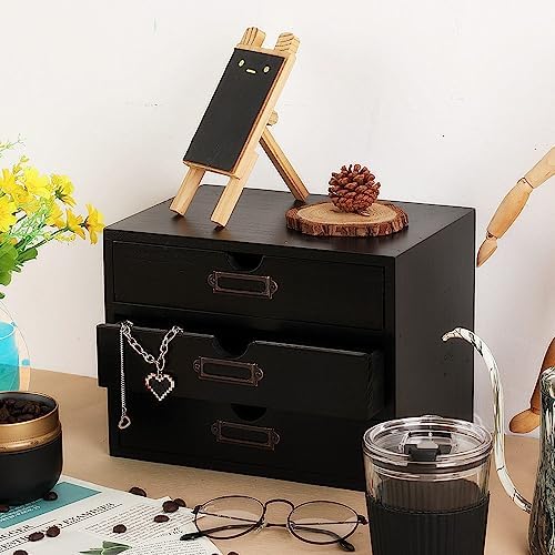 Small Wooden Drawers Wooden Box with Drawer Black - Image 4